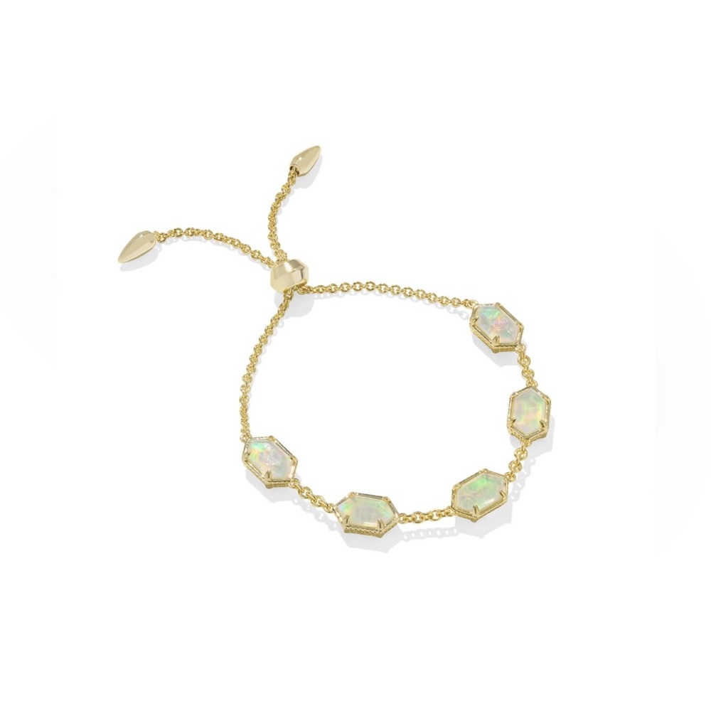 Kendra Scott Hallie Gold/Mother Of Pearl Delicate Slider Bracelet NWT MSRP$90